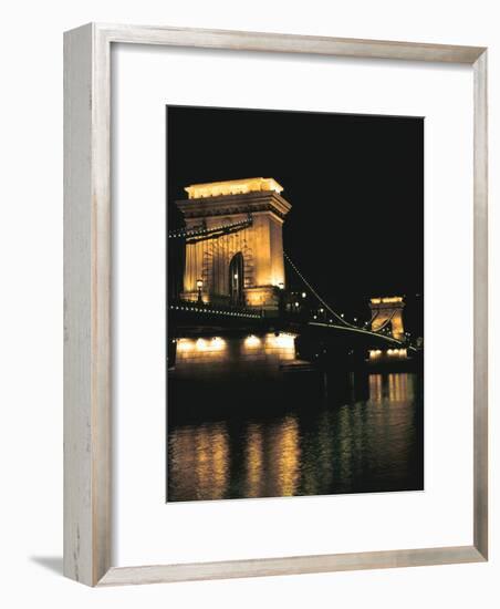 Chain Bridge (At Night), Budapest, Hungary-Peter Thompson-Framed Photographic Print