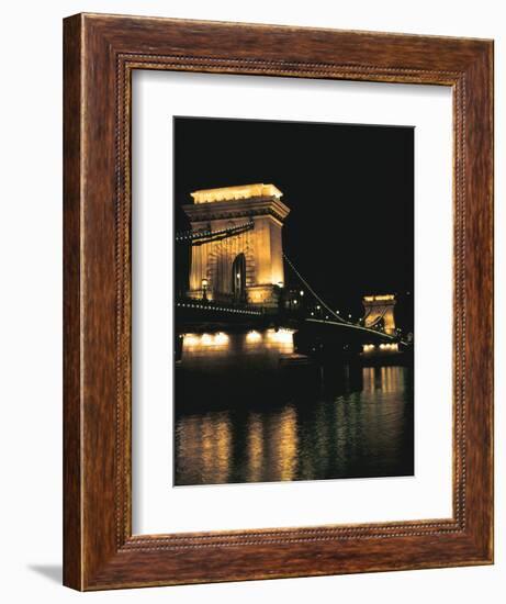 Chain Bridge (At Night), Budapest, Hungary-Peter Thompson-Framed Photographic Print