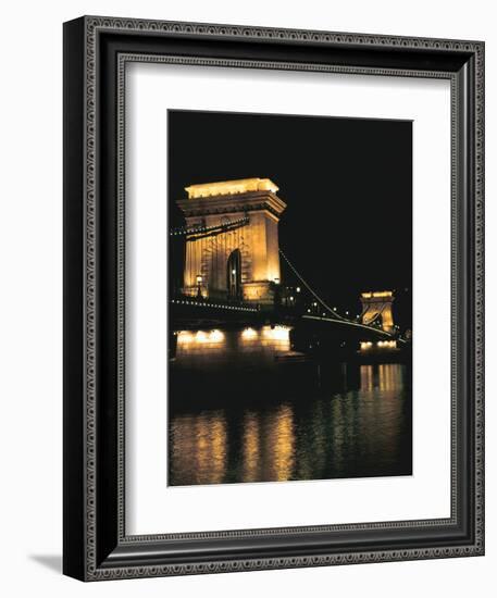 Chain Bridge (At Night), Budapest, Hungary-Peter Thompson-Framed Photographic Print