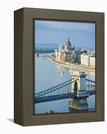 Chain Bridge over Danube River-Rudy Sulgan-Framed Premier Image Canvas