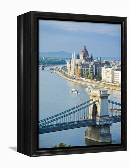 Chain Bridge over Danube River-Rudy Sulgan-Framed Premier Image Canvas