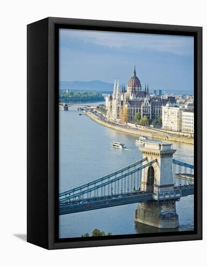 Chain Bridge over Danube River-Rudy Sulgan-Framed Premier Image Canvas