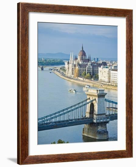 Chain Bridge over Danube River-Rudy Sulgan-Framed Photographic Print