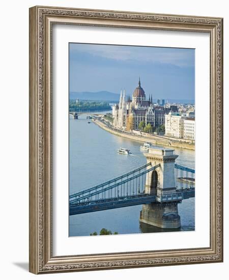 Chain Bridge over Danube River-Rudy Sulgan-Framed Photographic Print