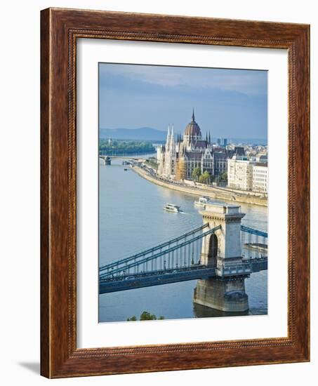 Chain Bridge over Danube River-Rudy Sulgan-Framed Photographic Print