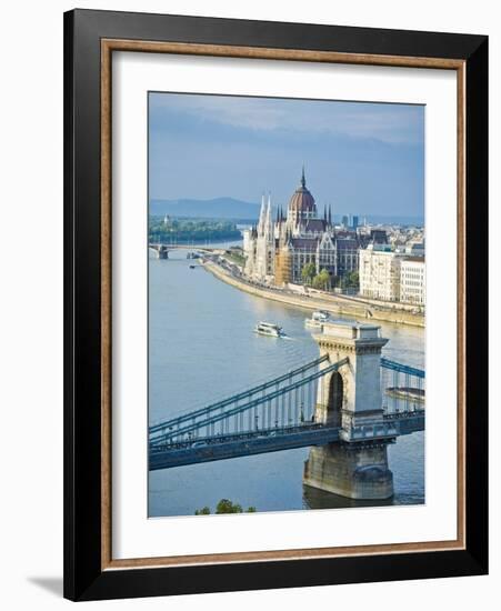 Chain Bridge over Danube River-Rudy Sulgan-Framed Photographic Print