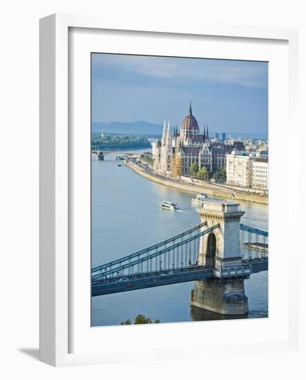 Chain Bridge over Danube River-Rudy Sulgan-Framed Photographic Print