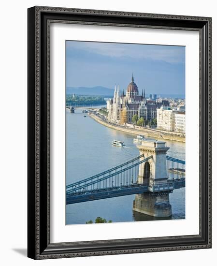 Chain Bridge over Danube River-Rudy Sulgan-Framed Photographic Print