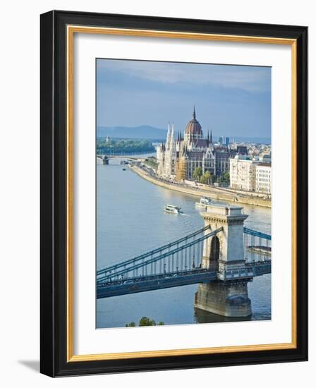 Chain Bridge over Danube River-Rudy Sulgan-Framed Photographic Print