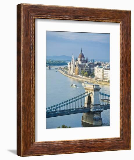 Chain Bridge over Danube River-Rudy Sulgan-Framed Photographic Print