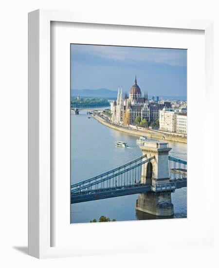 Chain Bridge over Danube River-Rudy Sulgan-Framed Photographic Print