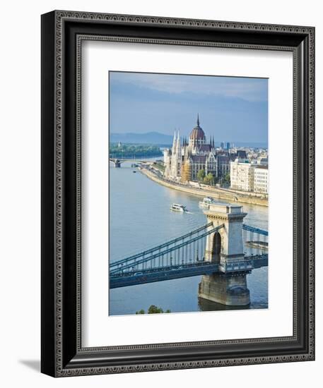 Chain Bridge over Danube River-Rudy Sulgan-Framed Photographic Print