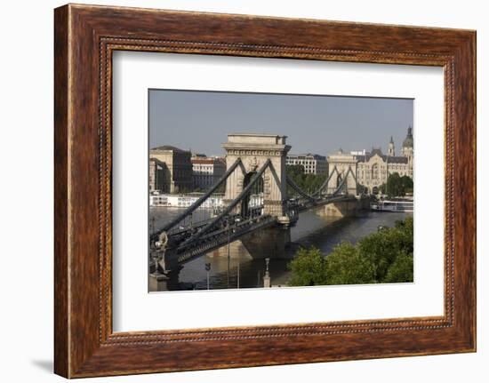 Chain Bridge Seen from Above Clark Adam Square, Budapest, Hungary, Europe-Julian Pottage-Framed Photographic Print