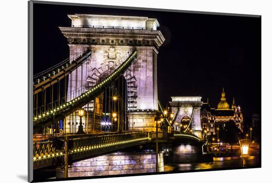 Chain Bridge, St. Stephens. Danube River Reflection, Budapest, Hungary-William Perry-Mounted Photographic Print