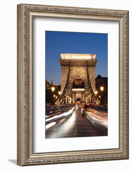 Chain Bridge (Szechenji Lanchid) at Twilight-Kimberly Walker-Framed Photographic Print