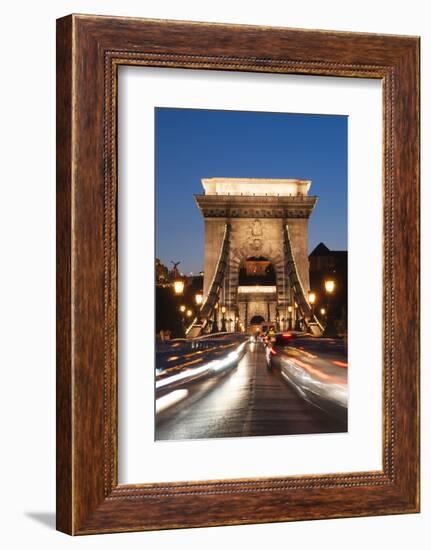 Chain Bridge (Szechenji Lanchid) at Twilight-Kimberly Walker-Framed Photographic Print