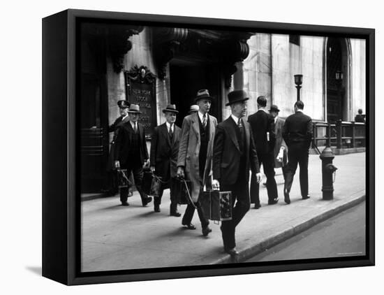 Chain Gang of New York Stock Exchange Carrying Traded Securities to Banks and Brokerage Houses-Carl Mydans-Framed Premier Image Canvas