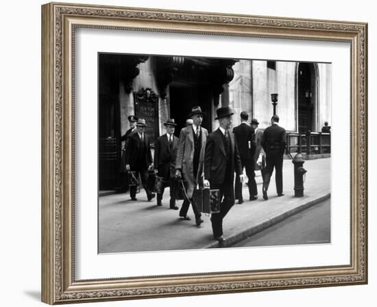 Chain Gang of New York Stock Exchange Carrying Traded Securities to Banks and Brokerage Houses-Carl Mydans-Framed Photographic Print