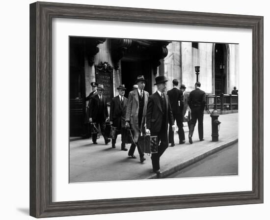 Chain Gang of New York Stock Exchange Carrying Traded Securities to Banks and Brokerage Houses-Carl Mydans-Framed Photographic Print