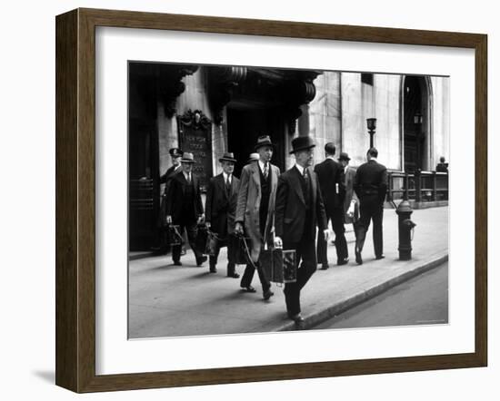 Chain Gang of New York Stock Exchange Carrying Traded Securities to Banks and Brokerage Houses-Carl Mydans-Framed Photographic Print