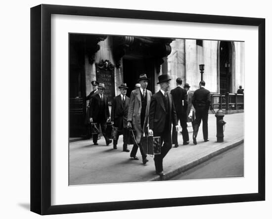 Chain Gang of New York Stock Exchange Carrying Traded Securities to Banks and Brokerage Houses-Carl Mydans-Framed Photographic Print