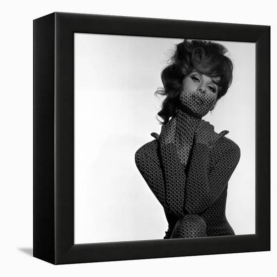 Chain Mail Projection on Model with Hands on her Neck, 1960s-John French-Framed Premier Image Canvas