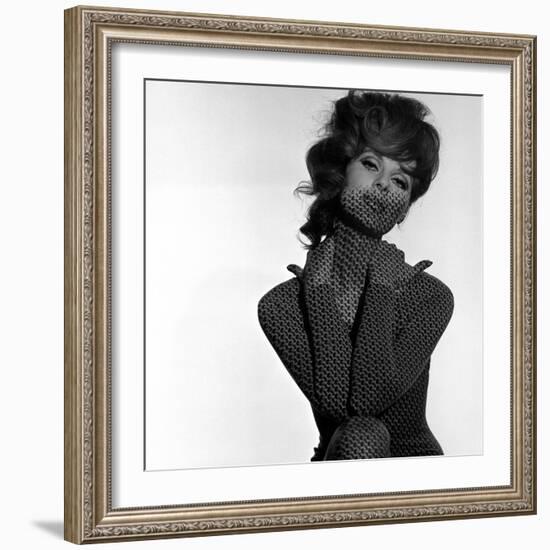 Chain Mail Projection on Model with Hands on her Neck, 1960s-John French-Framed Giclee Print