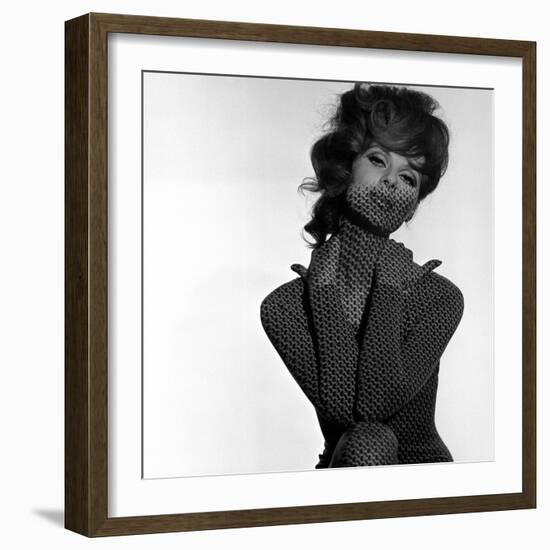 Chain Mail Projection on Model with Hands on her Neck, 1960s-John French-Framed Giclee Print