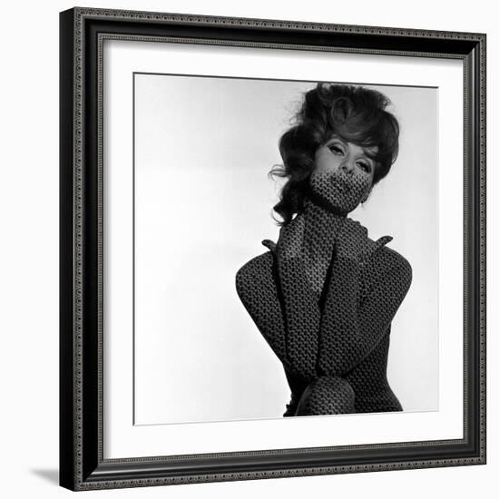 Chain Mail Projection on Model with Hands on her Neck, 1960s-John French-Framed Giclee Print