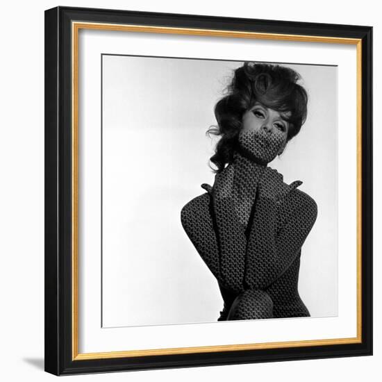 Chain Mail Projection on Model with Hands on her Neck, 1960s-John French-Framed Giclee Print