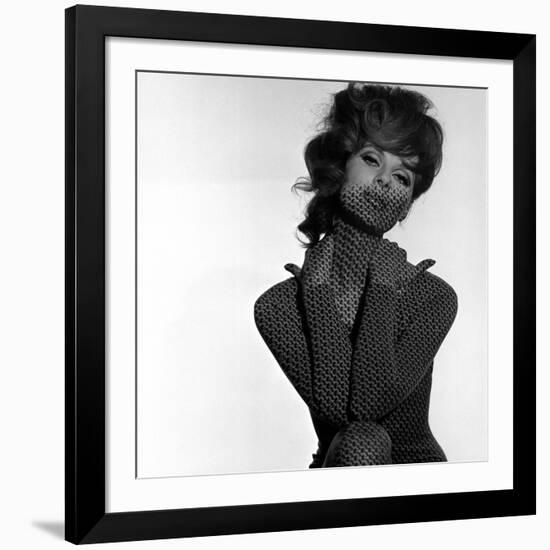 Chain Mail Projection on Model with Hands on her Neck, 1960s-John French-Framed Giclee Print