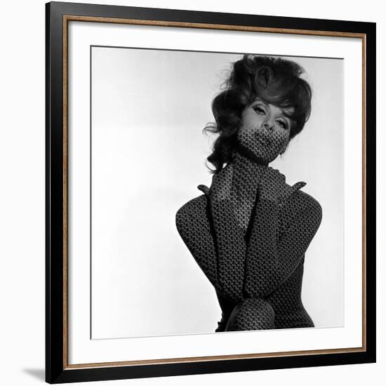 Chain Mail Projection on Model with Hands on her Neck, 1960s-John French-Framed Giclee Print