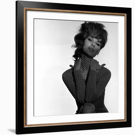 Chain Mail Projection on Model with Hands on her Neck, 1960s-John French-Framed Giclee Print