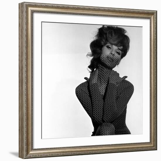 Chain Mail Projection on Model with Hands on her Neck, 1960s-John French-Framed Giclee Print