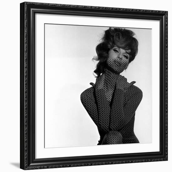 Chain Mail Projection on Model with Hands on her Neck, 1960s-John French-Framed Giclee Print