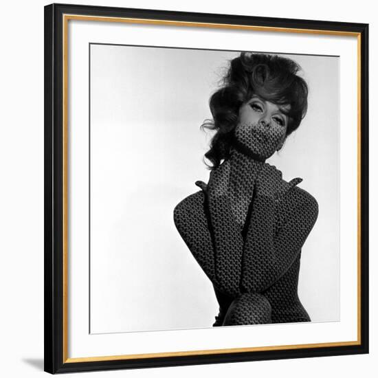 Chain Mail Projection on Model with Hands on her Neck, 1960s-John French-Framed Giclee Print