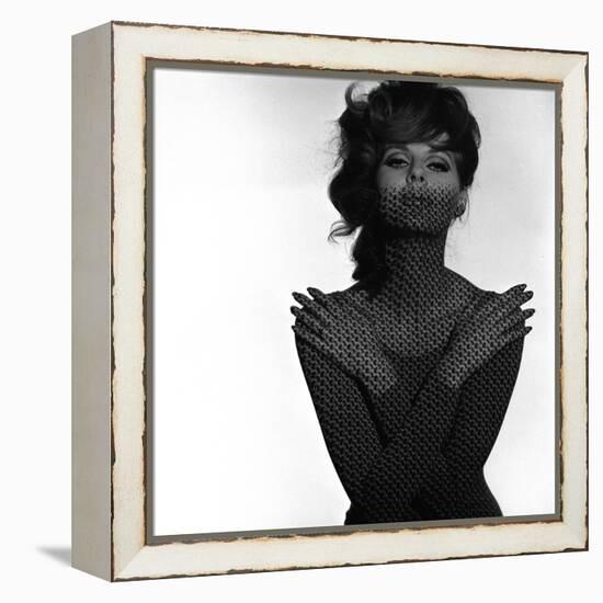 Chainmail Projection on Model with Crossed Arms, 1960s-John French-Framed Premier Image Canvas