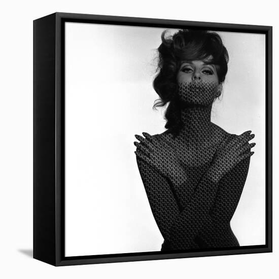 Chainmail Projection on Model with Crossed Arms, 1960s-John French-Framed Premier Image Canvas