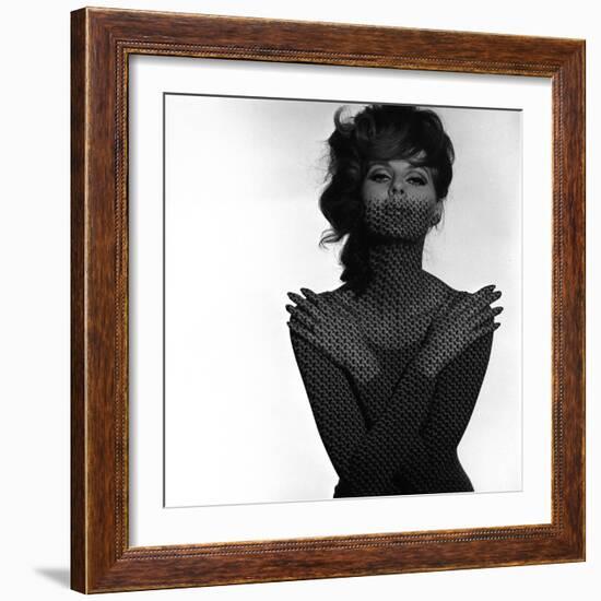 Chainmail Projection on Model with Crossed Arms, 1960s-John French-Framed Premium Giclee Print