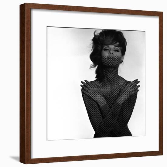 Chainmail Projection on Model with Crossed Arms, 1960s-John French-Framed Premium Giclee Print