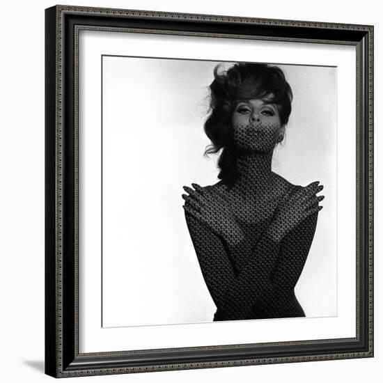 Chainmail Projection on Model with Crossed Arms, 1960s-John French-Framed Premium Giclee Print