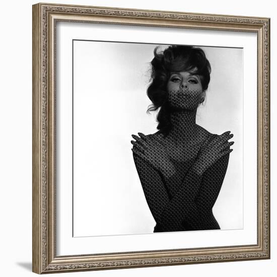 Chainmail Projection on Model with Crossed Arms, 1960s-John French-Framed Giclee Print