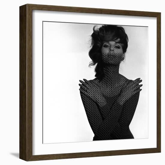 Chainmail Projection on Model with Crossed Arms, 1960s-John French-Framed Giclee Print