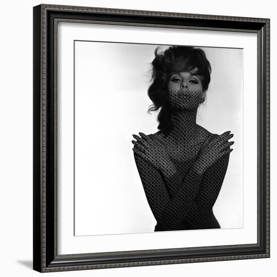 Chainmail Projection on Model with Crossed Arms, 1960s-John French-Framed Giclee Print