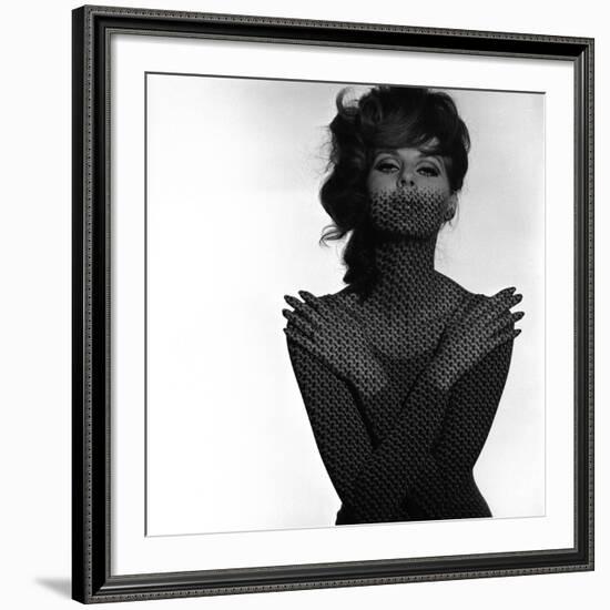 Chainmail Projection on Model with Crossed Arms, 1960s-John French-Framed Giclee Print