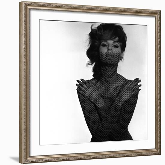 Chainmail Projection on Model with Crossed Arms, 1960s-John French-Framed Giclee Print