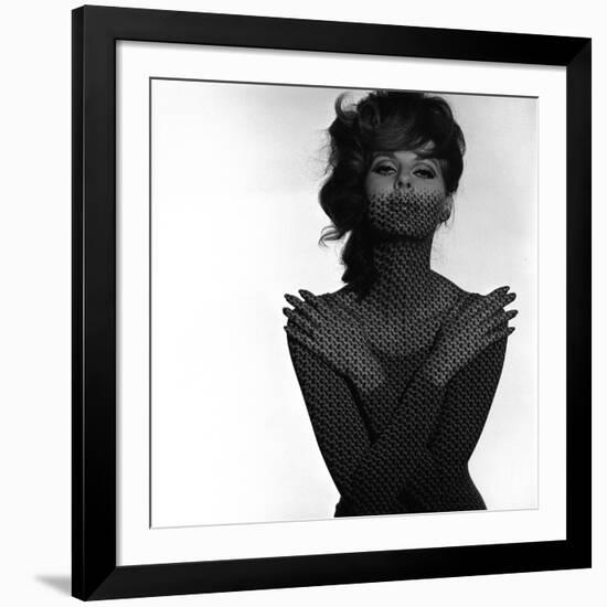 Chainmail Projection on Model with Crossed Arms, 1960s-John French-Framed Giclee Print