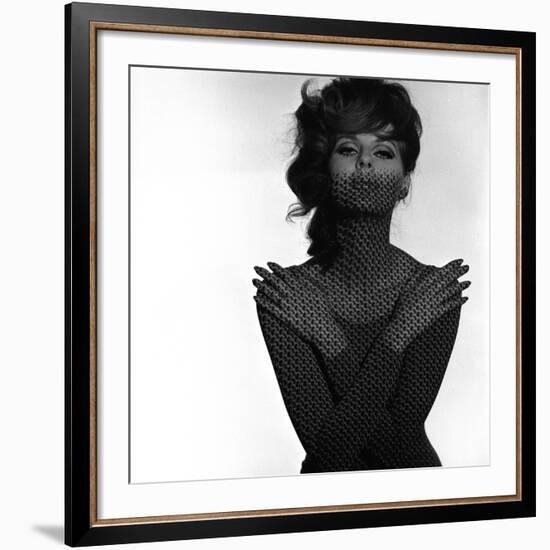 Chainmail Projection on Model with Crossed Arms, 1960s-John French-Framed Giclee Print