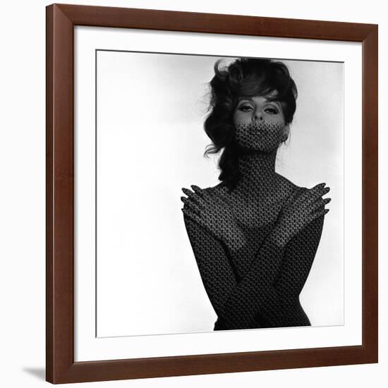 Chainmail Projection on Model with Crossed Arms, 1960s-John French-Framed Giclee Print