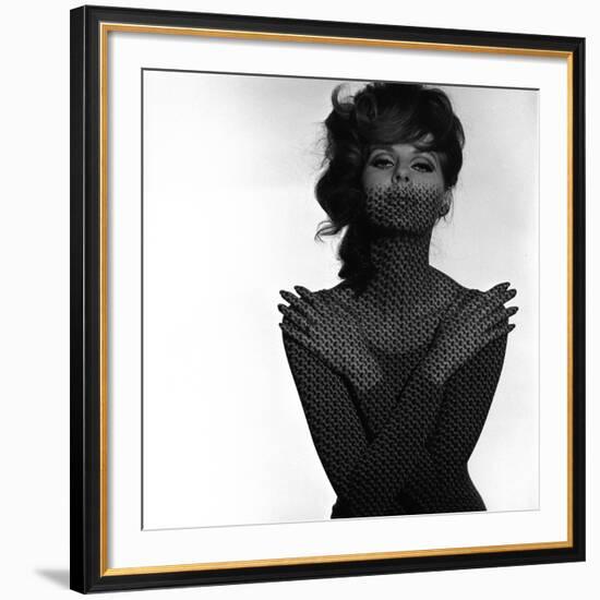 Chainmail Projection on Model with Crossed Arms, 1960s-John French-Framed Giclee Print